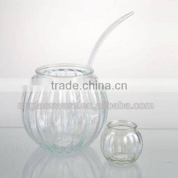 2016newest Machine Made Clear Pumpkin Glass Punch Bowl With Cup photo-2