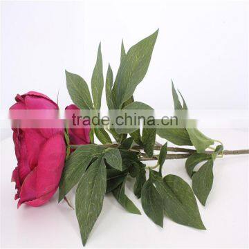SJ20170059 Artificial Red Wine Silk Fabric Peony Flower for Indoor Decoration photo-4