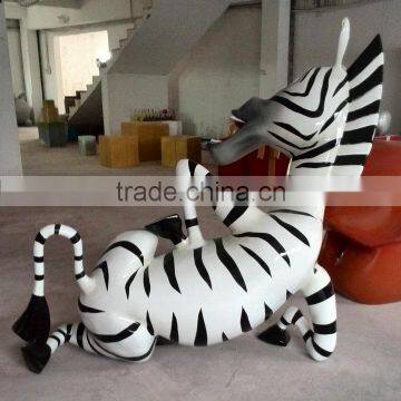 Fiberglass zebra statue for park decoration