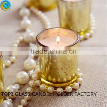 small Rose Gold Votive Mercury Glass Gold Tea Light Holder Candle Votive Wedding Decoration