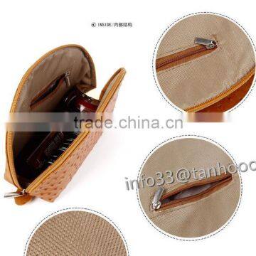 Women's Cosmetic Bag Colorfull Fashion Ostrich Grain Leather Make-up Bag Manufacturer photo-3
