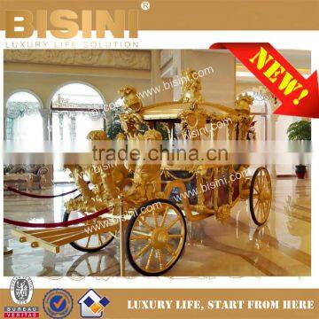 European style carved golden Royal horse saddle wedding carriage luxury horse carriage for sale(BG11-M051)