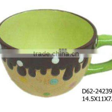 Green ceramic tea cup