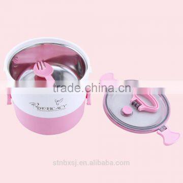 1.2L Round Shape SS Two Layers Keep Warm Lunch Box With Handle photo-4