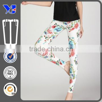 women soft brushed polyester floral printing leggings