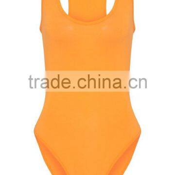 Custom Color Private Label Crew Neck Racer Back Basic Cotton Spandex Tight Women Bodysuit photo-4