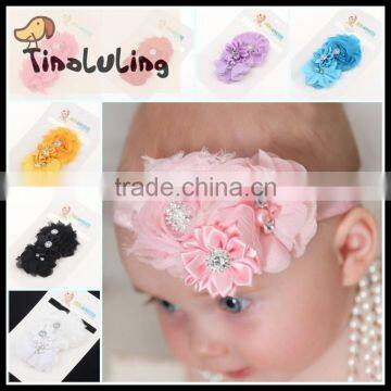 Latest hairband designs 3 pieces flower elastic hairband hair styler fashion accessory