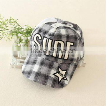 Girls fashion blank denim plaid flat cap baby baseball caps printing hat for boy and girls