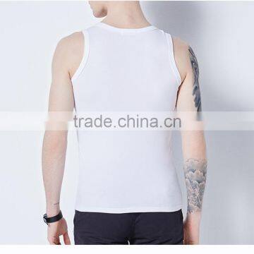 White Printed 95% Cotton 5% Spandex Tank Top photo-3