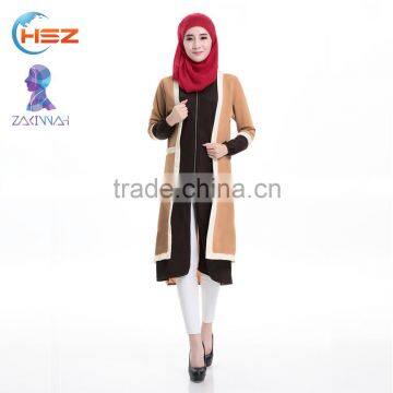 Zakiyyah 33134 Best -selling Wholesale Moroccan Round Collar Dresses Front Open Abaya With Geometry Printed Kaftan Abaya Dubai
