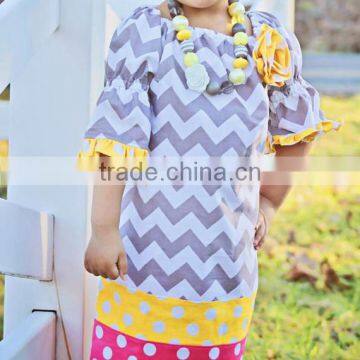 Fancy Christmas Chevron Material Baby Girls Frocks Christmas Dress For Gilrs' Dresses photo-5