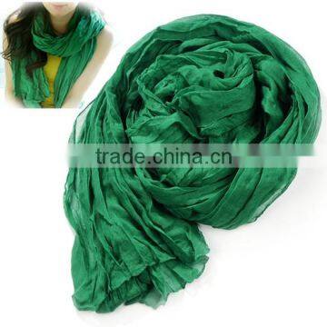 Women's Long Crinkle Scarf Wraps Soft Shawl Stole Pure Color Wholesale Scarf 7589 photo-3