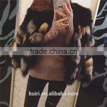 Women Short Fox Fur Coats 2016 Fashion Thick Warm Winter Real Fur Outerwear Female Trendy Elegant Patchwork Natural Fur Overcoat photo-3