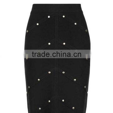 2017 OEM Spring Bandage Studded Figure-hugging Pencil Skirt