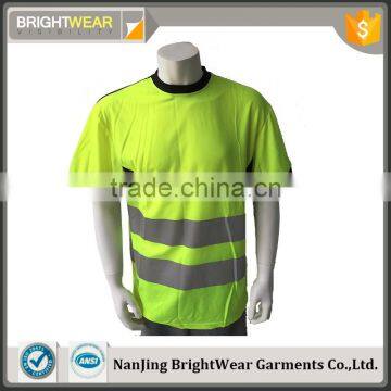 Hi vis contrast short sleeve rib collar reflective T-shirt