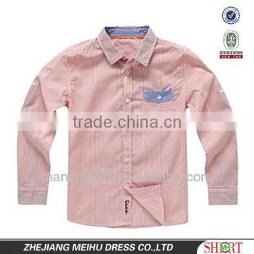 2016 left chest pocket contrast color oxford kids shirt