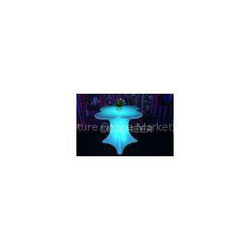 Blue Color Flower Shape LED Bar Table Lithium Battery Powered Salon Furniture