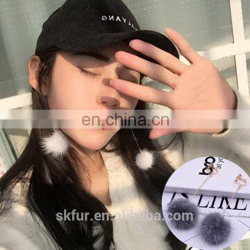 Factory Wholesale High Quality Real Mink Fur Small Ball Earrings for Women photo-5