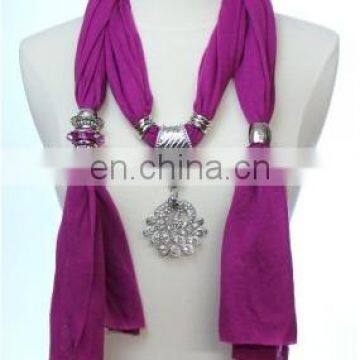 Ladie's scarf with metallic pendant assorted colors wholesale