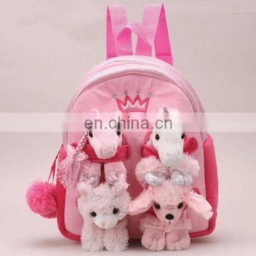 2017 Beautiful pretty pink unicorn kids backpack bag Wholesale custom cute stuffed soft toy plush unicorn backpack