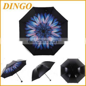 21inch*8ribs color changing design city 3 Folding Umbrella