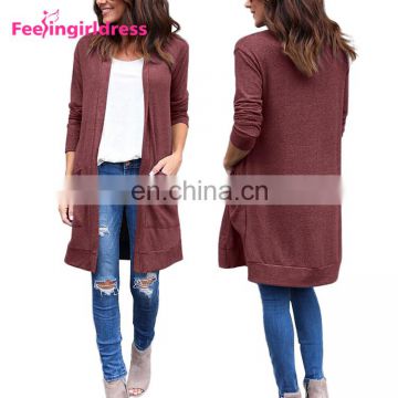 New Design Autumn Fashion Knitting Patterns Sweater Coat Women Long Cardigan