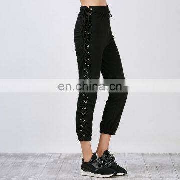 Women casual Fitness Cross pants sport High Waist side lace clothing