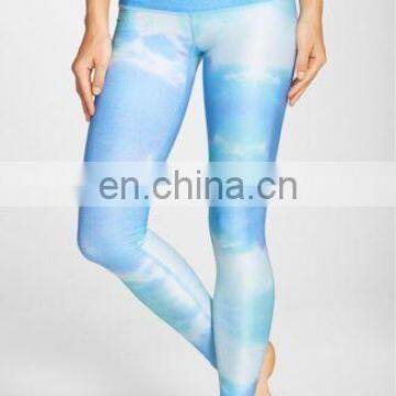 bath blue pants hot yoga fitness custom sublimation print leggings