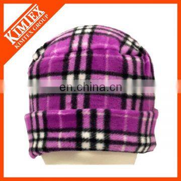 Purple checkered Polar Fleece Winter Hats