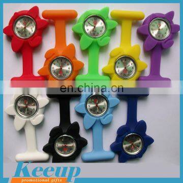 Flower Shape Japan Movt Silicone Nurse Pin Watch