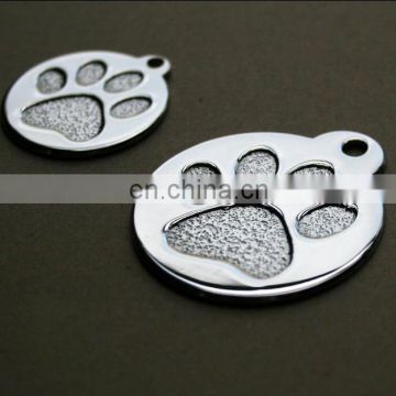 Engraved Metal Paw Print Pet Tag Stainless Steel Dog Tag