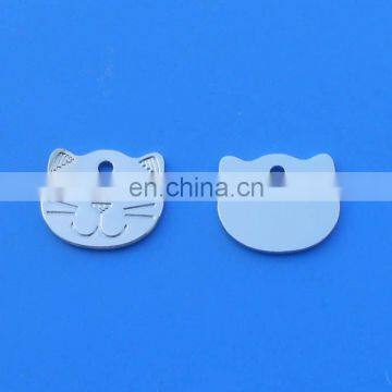 customalized personalized cat shaped face silver plated dog tag for promotion