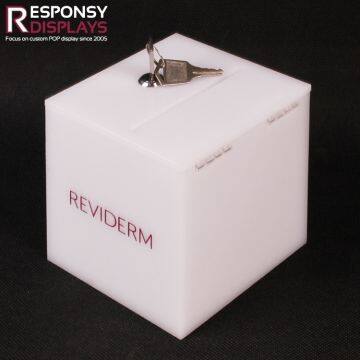 Countertop Sales Promotion White Acrylic Money Saving Display Box For With Locks photo-2