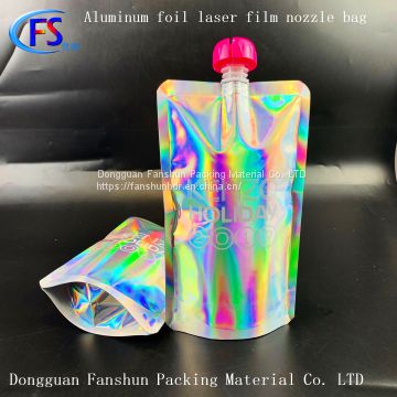 500ml aluminum foil laser film composite bag rainbow film zipper bag 750ml laser film suction nozzle independent bag