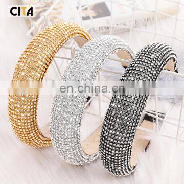 Baroque Korean Fashion Hair Bands Wedding Party Women Hair Accessories Bling Crystal Sponge Headbands