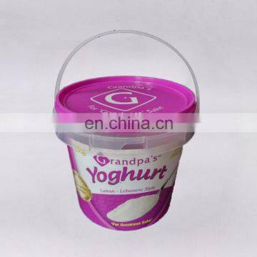 Hot sale food grade transparent 1liter plastic yogurt bucket