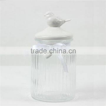 Quail Ceramic Bottle,Transparent Ceramic Bottle,Bottle with bow-knot