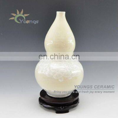 Jingdezhen Crystalline glazed White Calabash shape Vases For Home decor