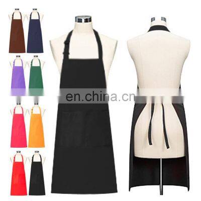 Wholesale Custom Logo Plain, Black Cotton Polyester Waterproof Chef Cafe Bbq Food Cooking Cleaning Bib Aprons Kitchen Apron/