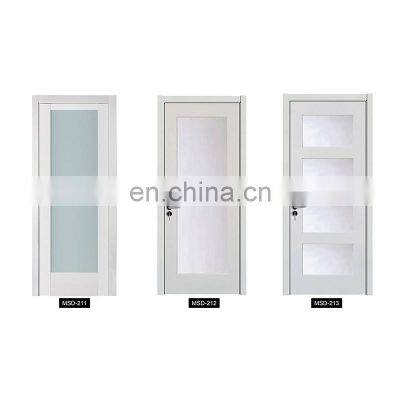 Foshan Factory Apartment Solid Core Modern Interior Design Wooden Door With Glass