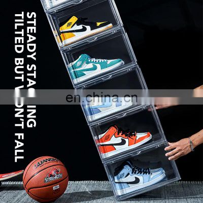 Nike shoe case display storage box acrylic transparent sneaker crates clear custom jordan stackable shoe crates