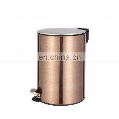 5L rose gold dustbin stainless steel waste bin with strong feet pedal kitchen thin cover rubbish can