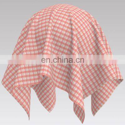 2022 Best Sale Pink Color Light Seersucker Check Design