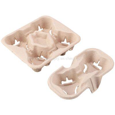 Disposable Cup Tray paper pulp molded cup carrier for 4 cups paper cups takeaway use
