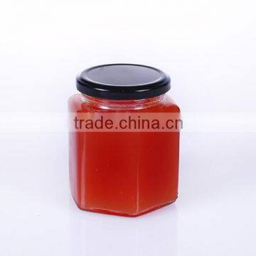 380ml hexagonal honey jar with lid