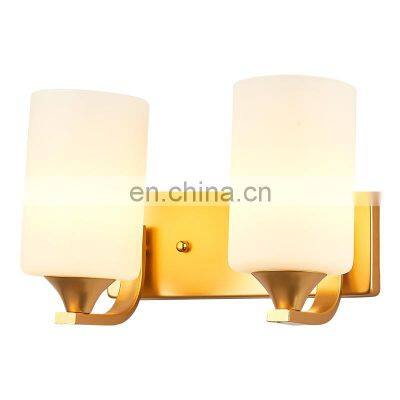 home hotel indoor bedroom modern glass lampshade iron lamp body bedside golden wall light