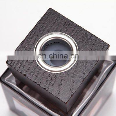 Luxury Hotel Customize Flameless Perfume Oil Fragrance Fiber Rattan Stick Glass Bottle Wood Lid Cover Reed Diffuser For Home photo-4