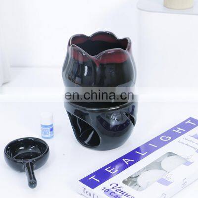 Essential Oil Burner Wax Melt Burner With Candle Spoon Aromatherapy Aroma Burner Ceramic Oil Diffuser Candle Tealight Oil Warmer