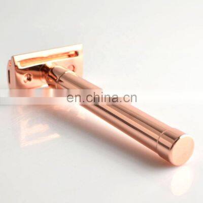 rose gold women high quatility chrome luxury durable reusable  eo-friendly metal double edge  shaving baber face safety razor