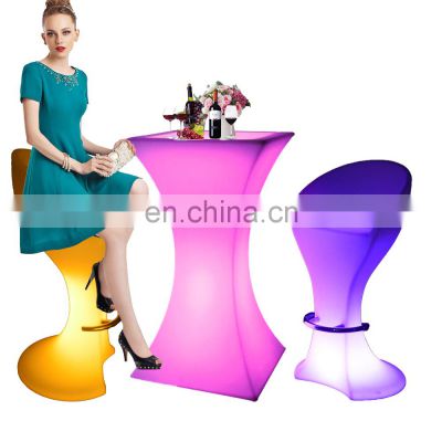 home bar furniture /RGBW color changing led outdoor patio garden nightclub furniture plastic party tables and chairs